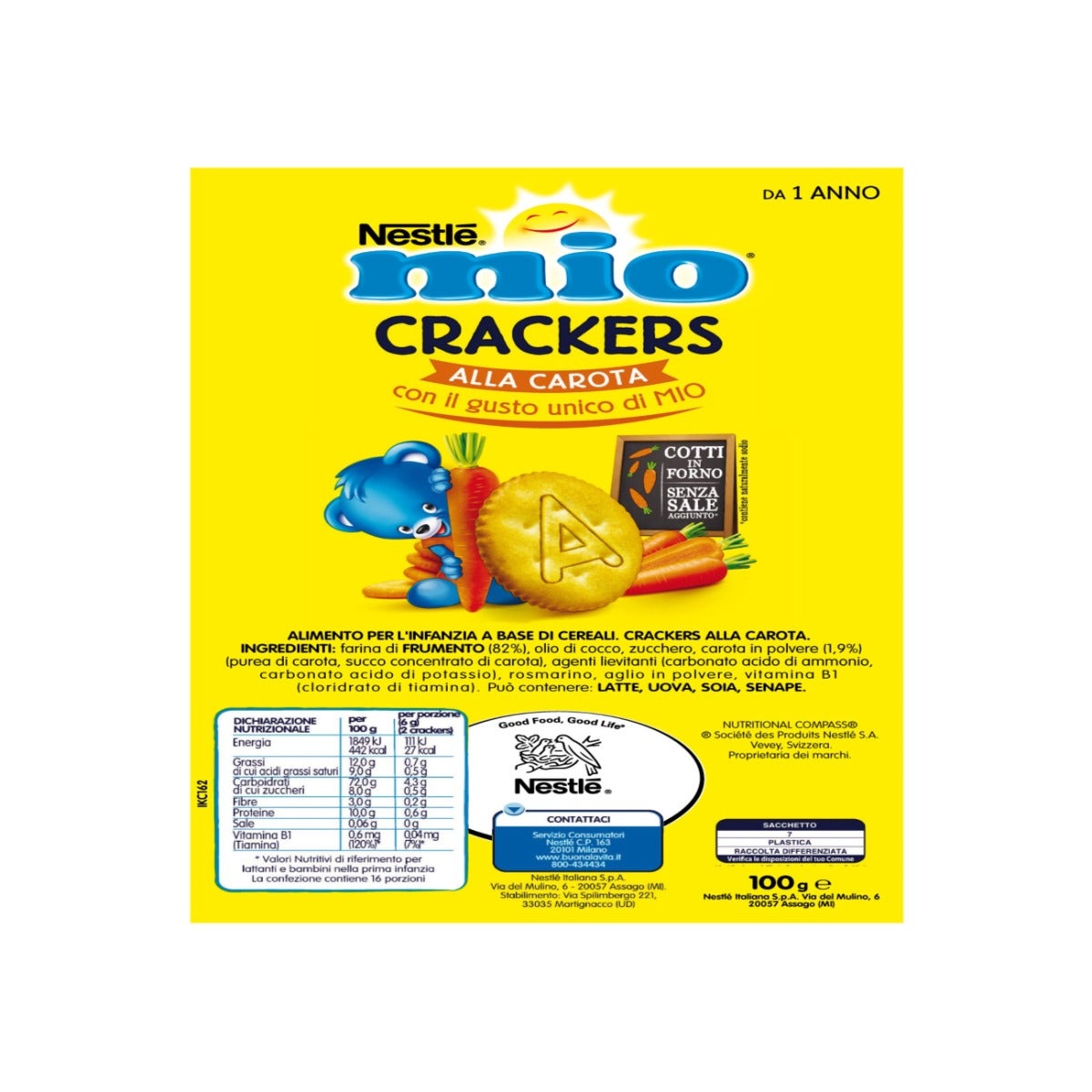 Nestlè Mio Snack Crackers Con Zanahoria Para Bebés 1 Año + 100g-4