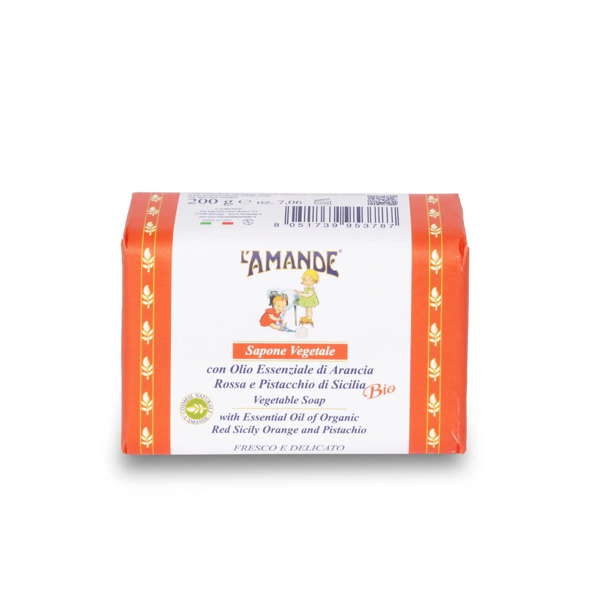 L'amande Jabón Vegetal De Naranja Roja Y Pistacho De Sicilia 200g-2