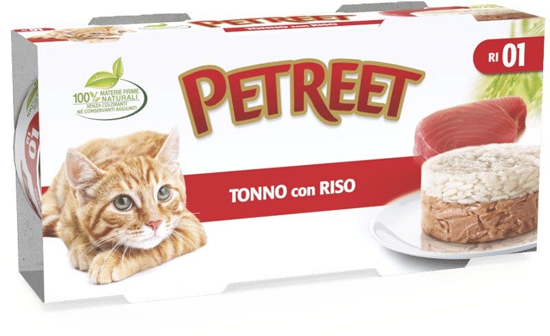 Petreet Comida Húmeda de Arroz con Atún para Gatos Adultos Lata 2x170g-2