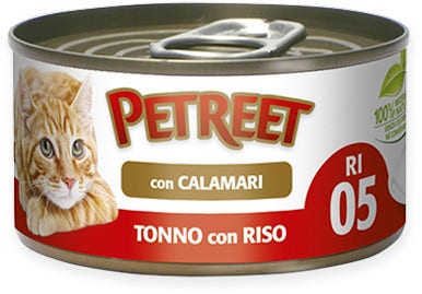 Petreet Arroz de Atún con Calamares Comida Húmeda para Gatos Adultos Lata 85g-1
