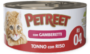 Petreet Arroz De Atún Con Gambas Comida Húmeda Para Gatos Adultos Lata 85g-1