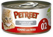 Petreet Arroz de Atún con Surimi Sabor Cangrejo Comida Húmeda para Gatos Adultos Lata 85g-1