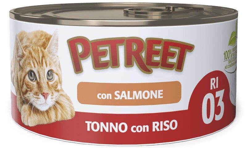 Petreet Arroz de Atún con Salmón Comida Húmeda para Gatos Adultos Lata 85g-3