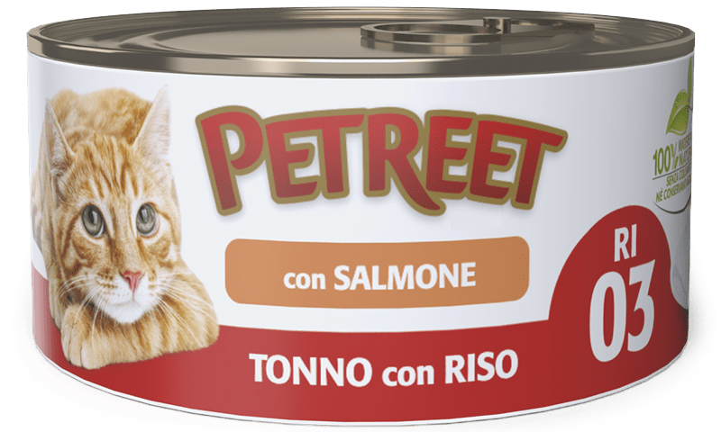 Petreet Arroz de Atún con Salmón Comida Húmeda para Gatos Adultos Lata 85g-1