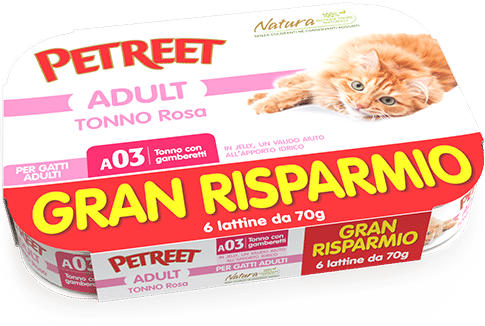 Petreet Comida Húmeda de Atún Rosa con Gambas para Gatos Adultos 6x70g-2