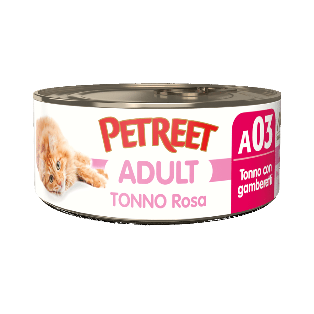 Petreet Adult Atún Rosado Con Gambas Para Gatos Lata 70g-1