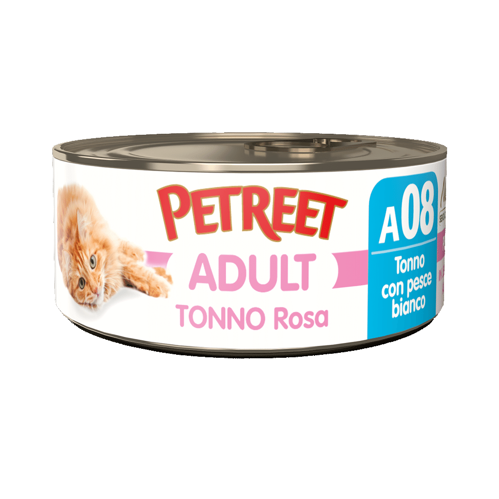 Petreet Adult Atún Rosado Con Pescado Blanco Para Gatos Lata 70g-1