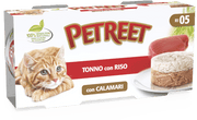 Petreet Comida Húmeda de Arroz de Atún con Calamares para Gatos Adultos 2 x170g-1