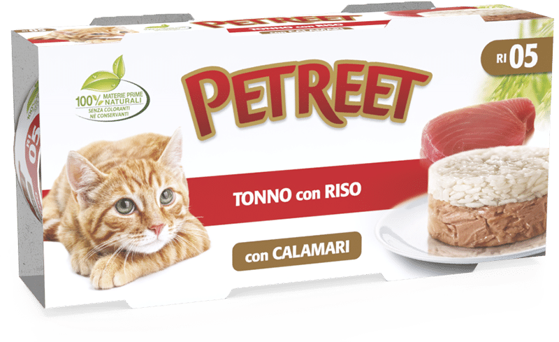 Petreet Comida Húmeda de Arroz de Atún con Calamares para Gatos Adultos 2 x170g-1