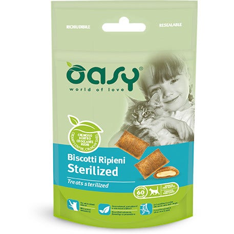 Oasy Galletas Wet Cat Snack Rellenas De Pollo Gatos Esterilizados 60g-1