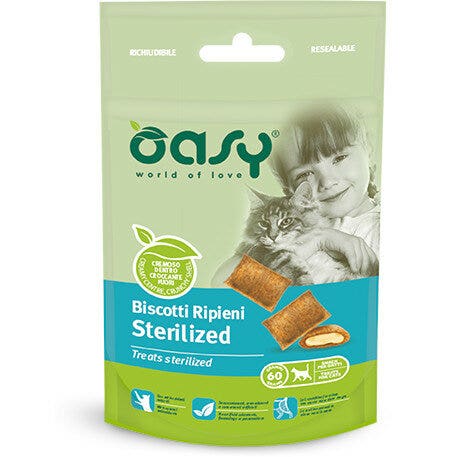 Oasy Galletas Wet Cat Snack Rellenas De Pollo Gatos Esterilizados 60g-2