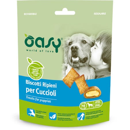 Oasy Snack Pollo Galletas Rellenas Perros Cachorros 70g-1