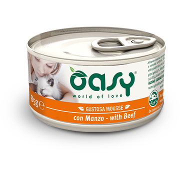 Oasy Mousse Wet Cat Con Carne Para Gatos Adultos Lata 85g-1