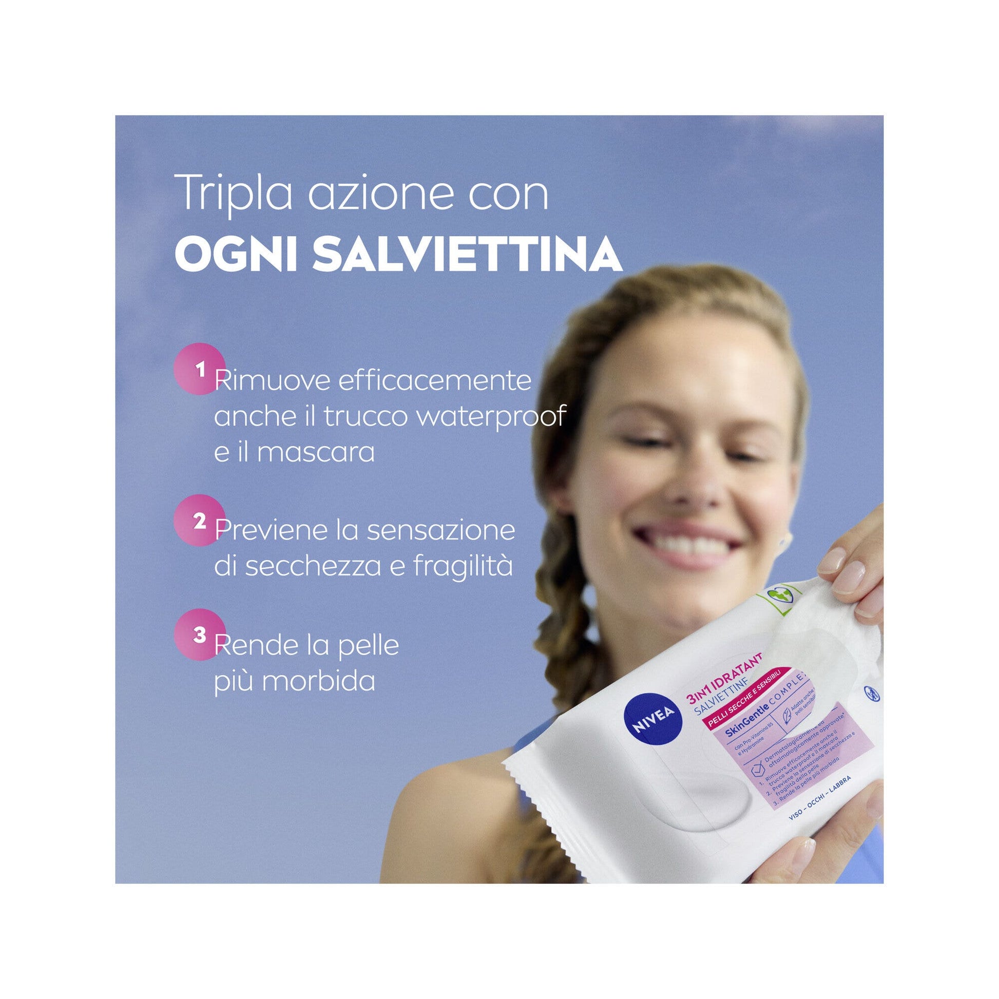 Nivea Toallitas Limpiadoras Biodegradables para Piel Seca Sensible 25 Piezas-3