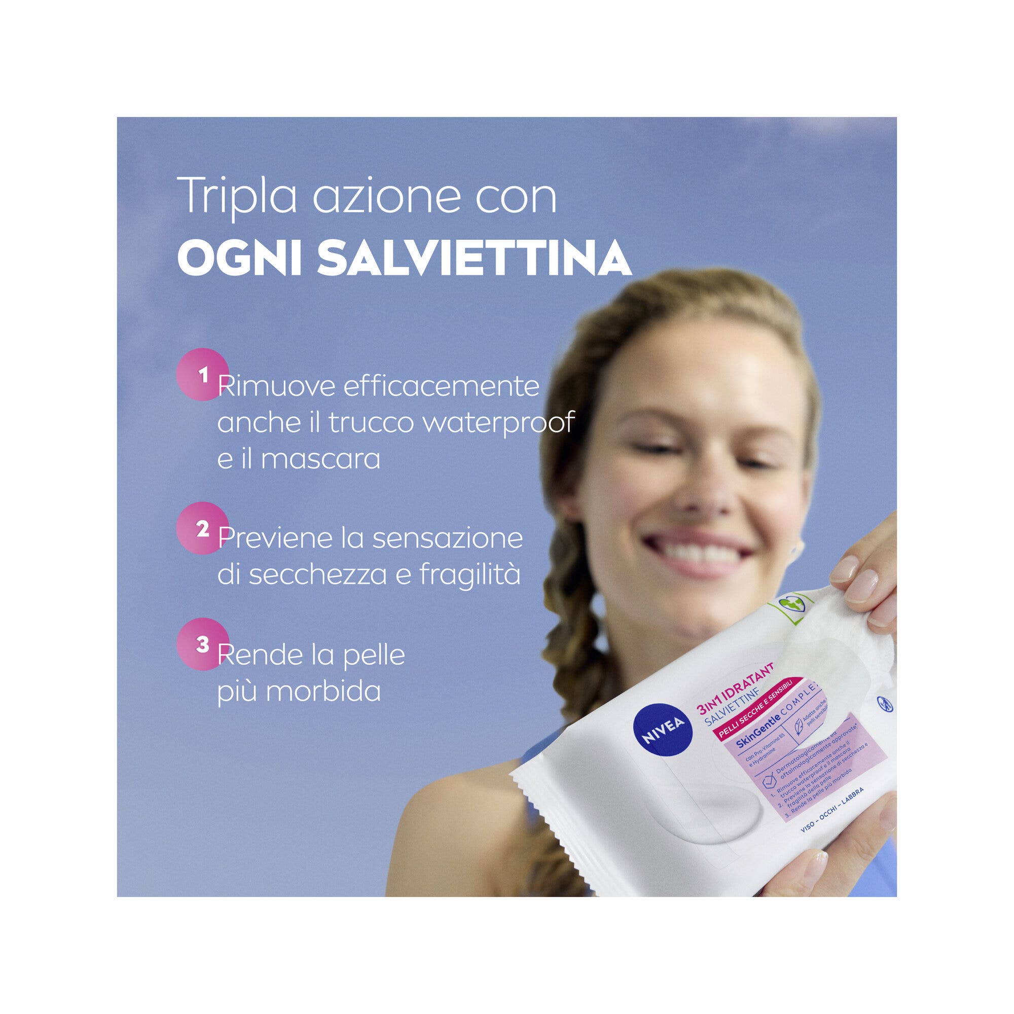 Nivea Toallitas Limpiadoras Biodegradables para Piel Seca Sensible 25 Piezas-3