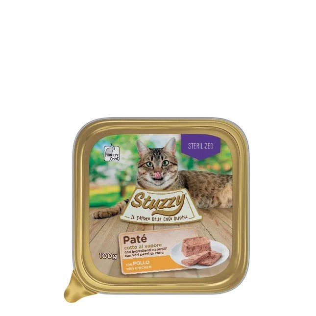 Stuzzy Paté Clásico Con Pollo Para Gatos Adultos Esterilizados Tarrina 100g-2