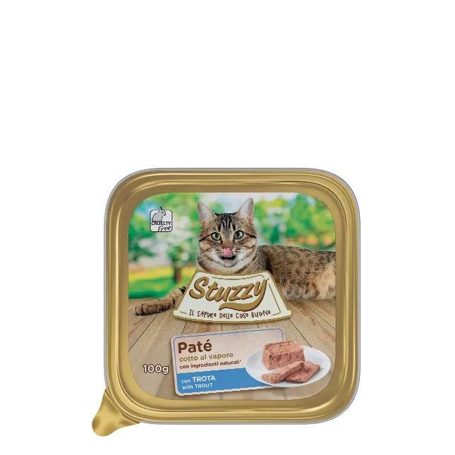 Stuzzy Paté Clásico con Trucha para Gatos Adultos tarrina 100g-2