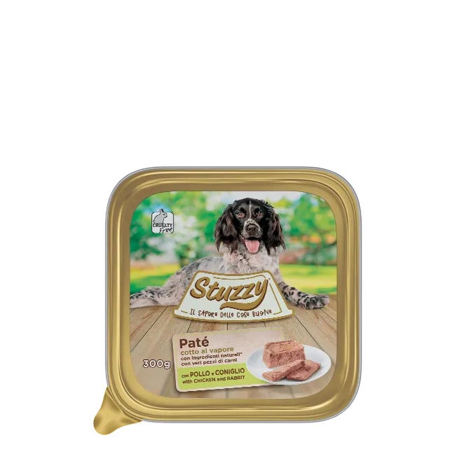 Stuzzy Paté Clásico con Pollo y Conejo para Perros Adultos tarrina 300g-2