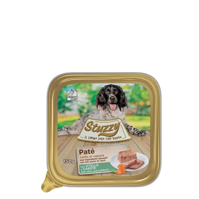 Stuzzy Paté Clásico con Ternera y Zanahoria para Perros Adultos Tarrina 150g-2