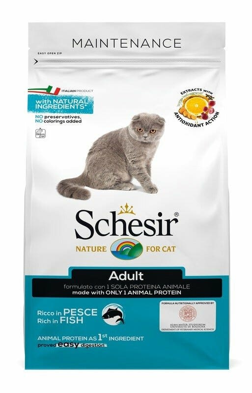 Schesir Croquetas de Mantenimiento con Pescado para Gatos Adultos Bolsa 1,5kg-2