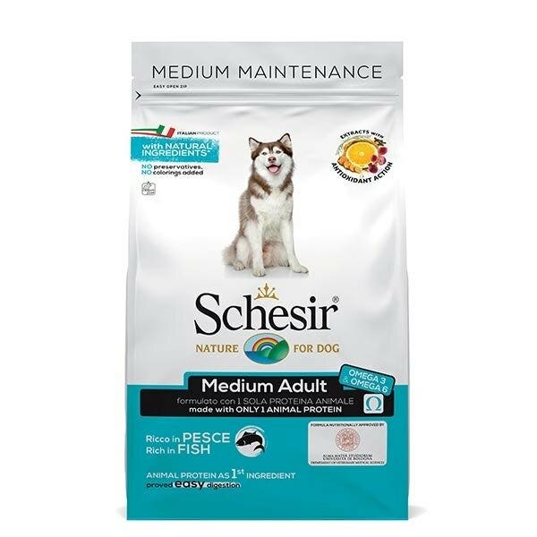 Schesir Alimento Seco Rico En Pescado Perros Adultos Tamaño Mediano Bolsa 3 Kg-3