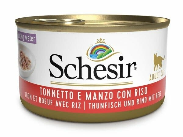 Schesir Comida Húmeda de Atún con Carne y Arroz para Gatos Adultos Lata 85g-2
