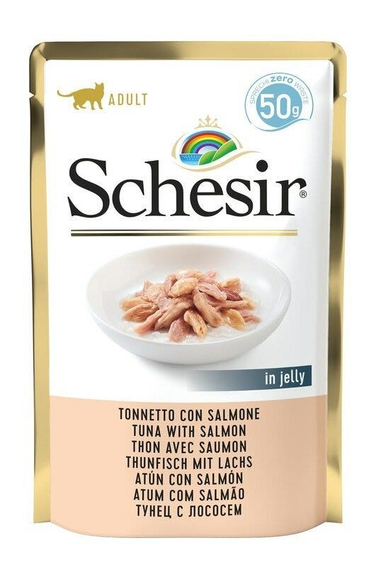 Schesir Comida Húmeda para Gatos Adultos Atún con Salmón Sobre 50g-2
