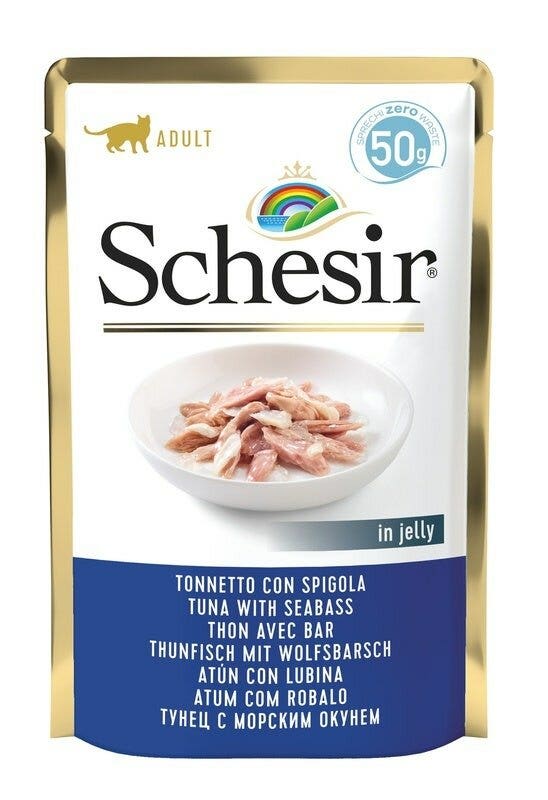 Schesir Comida Húmeda para Gatos Adultos Atún Con Lubina Sobre 50g-2