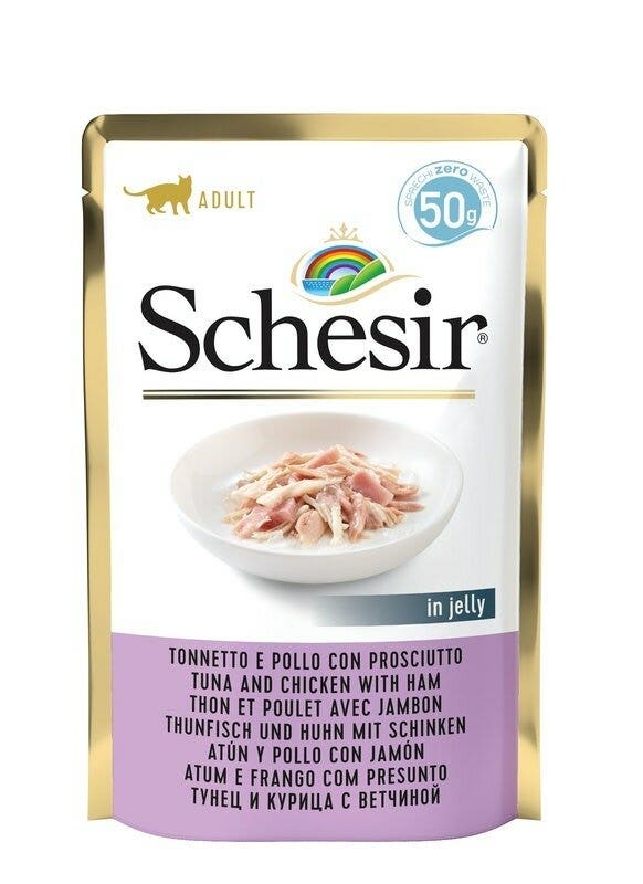 Schesir Comida Húmeda de Atún con Jamón para Gatos Adultos Sobre 50g-2