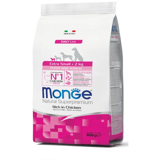 Monge Rich In Chicken Alimento Seco Para Perros Cachorros Tamaño Muy Pequeño Bolsa 800g-2