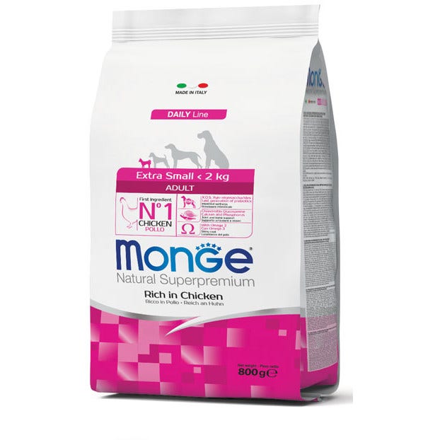 Monge Rich In Chicken Alimento Seco Para Perros Adultos Tamaño Muy Pequeño Bolsa 800g-1