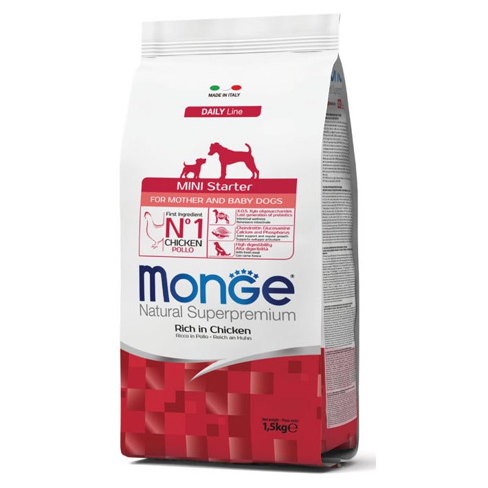 Monge Rico en Pollo Alimento Seco Para Perros Cachorros Razas Pequeñas Saco Destete 1,5Kg-1