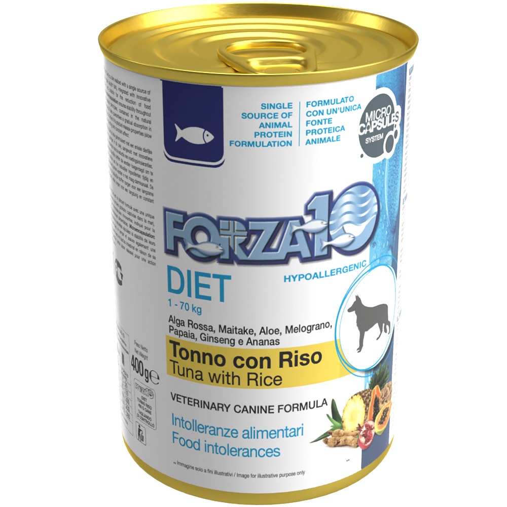 Forza10 Diet Comida Húmeda de Atún y Arroz para Perros Adultos Tarro 400g-1