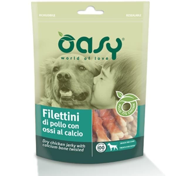 Oasy Snack para Perros Filetes de Pollo con Huesos Calcio 100g-1