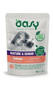 Oasy Bocados en Salsa para Gatos Maduros y Seniors con Salmón 85g-1