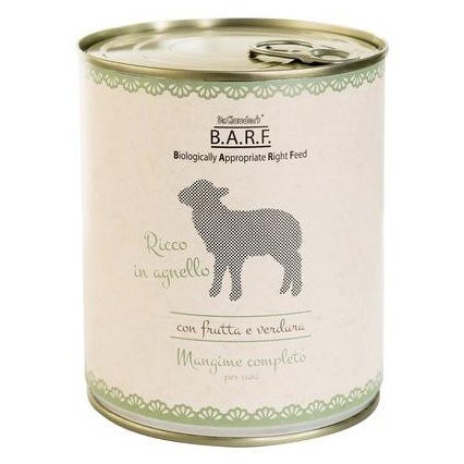 Barf Complete Menu Comida Húmeda Cordero Picado Para Perros Lata 800g-1