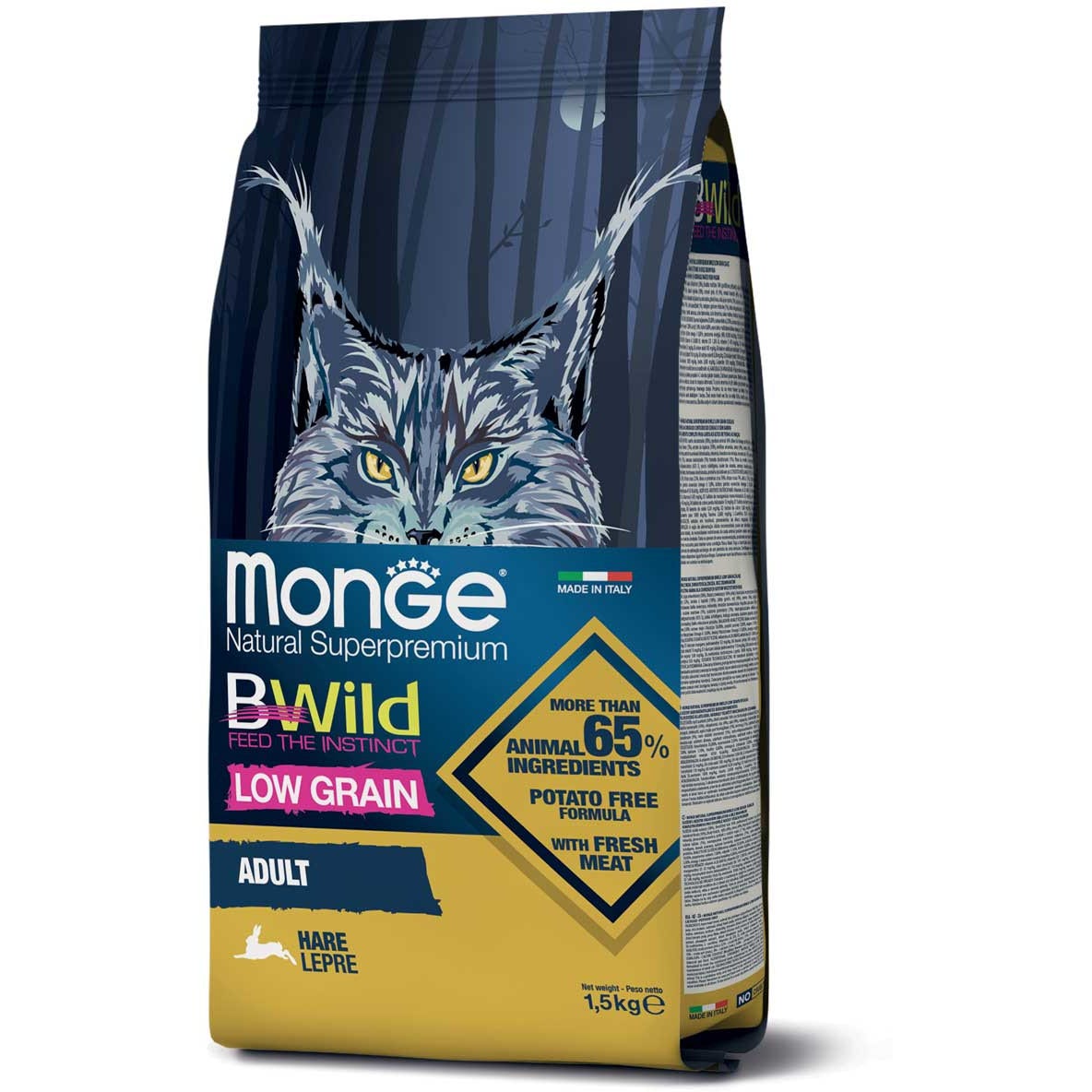 Monge B Wild Adult Con Liebre Alimento Seco Para Gatos Adultos Bolsa 1,5 Kg-1