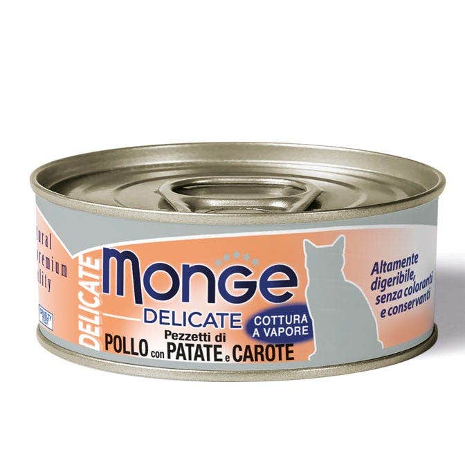Monge Delicate Trozos De Pollo Con Patatas Y Zanahorias Comida Húmeda Para Gatos Adultos 80g-1