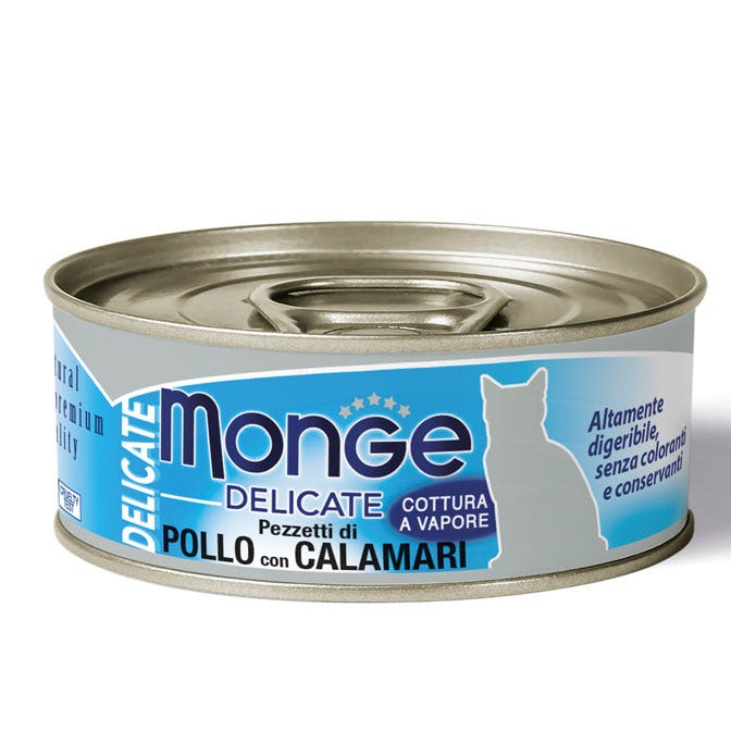 Monge Delicate Trozos De Pollo Con Calamares Comida Húmeda Para Gatos Adultos 80g-2