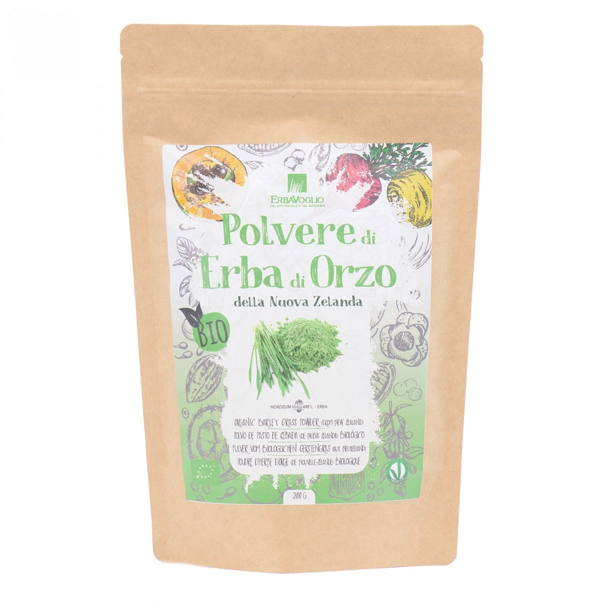 Erbavoglio Polvo de hierba de cebada orgánica de Nueva Zelanda 200 g-2