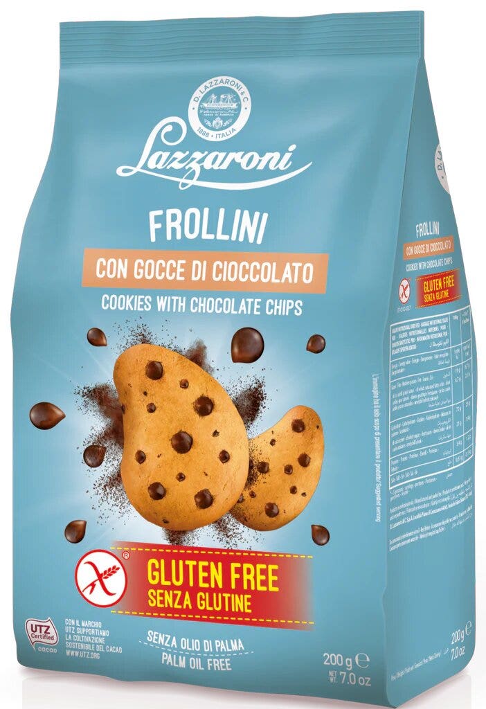 Lazzaroni Galletas de mantequilla sin gluten con chispas de chocolate 200g-1