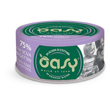 Oasy Wet Cat More Love Pollo Con Huevos Para Gatitos Lata 70g-1