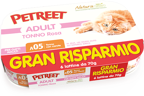 Petreet Comida Húmeda de Atún Rosa con Zanahorias para Gatos Adultos 6x70g-1