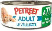 Petreet Crema de atún con judías verdes, comida húmeda para gatos adultos, tarro de 70 g