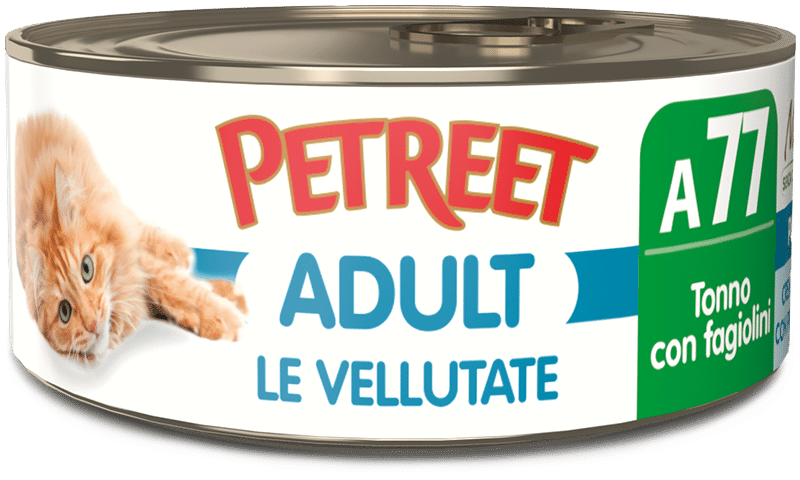 Petreet Crema de atún con judías verdes, comida húmeda para gatos adultos, tarro de 70 g