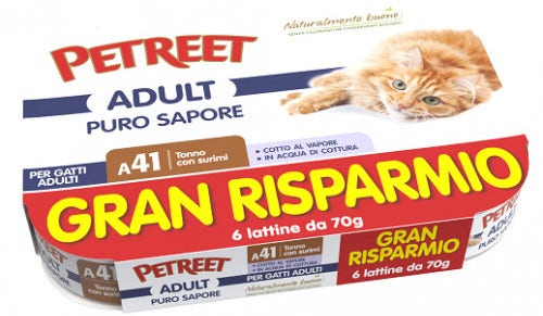 Petreet Comida Húmeda de Atún con Langosta para Gatos Adultos 6x70g-1