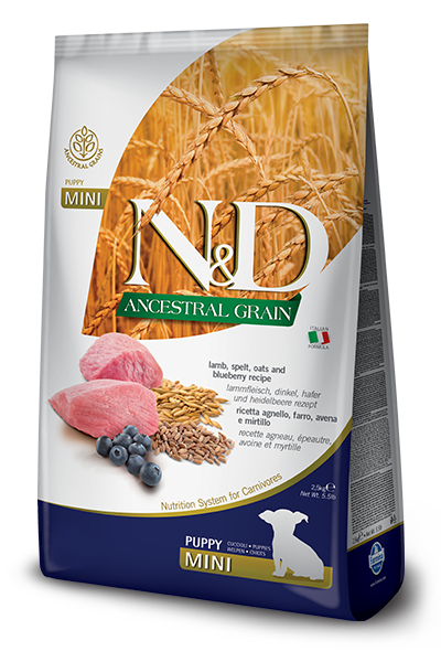 Farmina N&D Ancestral Grain Cordero Y Arándano Perros Cachorros Tamaño Mini Bolsa 2,5kg-1