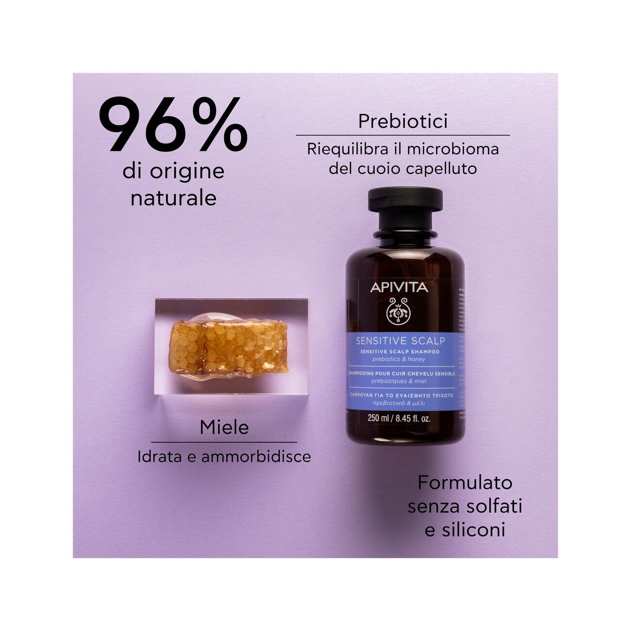 Apivita Champú Para Cuero Cabelludo Sensible Para Cabello 250ml-3