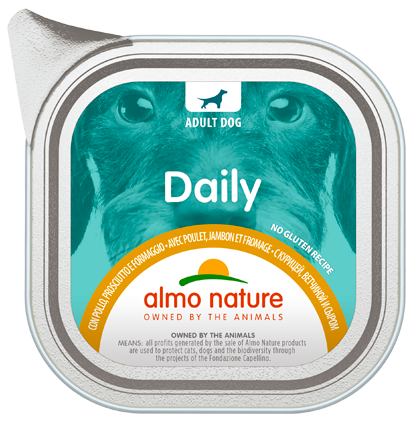 Almo Nature Daily Comida Húmeda Menú Pollo / Jamón / Queso Para Perros Adultos Bandeja 100g-2