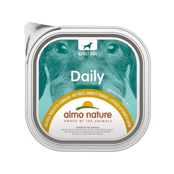 Almo Nature Daily Pollo Jamón Y Queso Alimento Húmedo Para Perros Adultos 300g-1